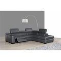 Gfancy Fixtures Agata Premium Leather Sectional Right Hand Facing Chaise; Slate Grey GF1365859